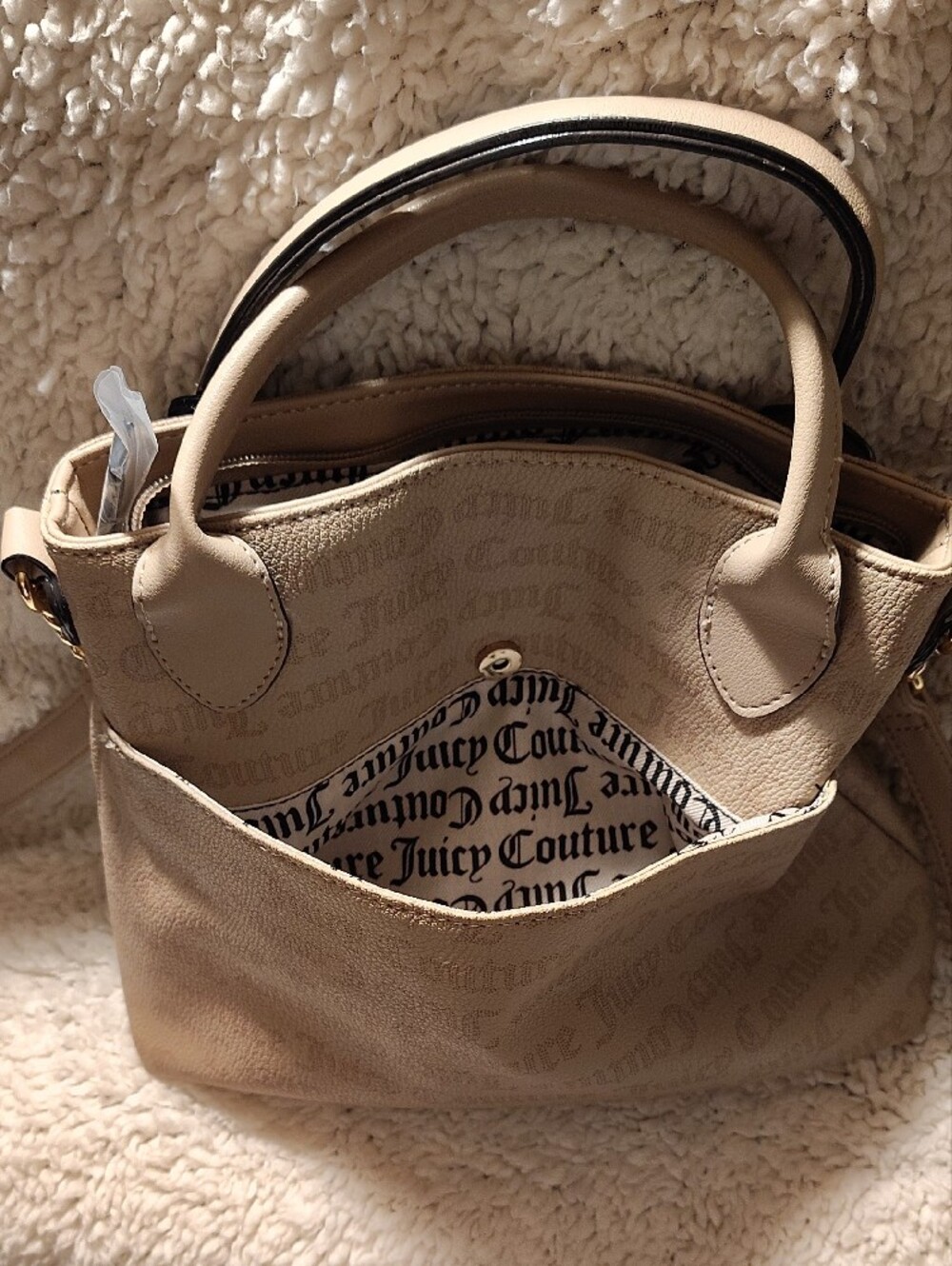 Juicy Couture Beige Mini Satchel with Pink Heart Patch - Picture 5 of 12